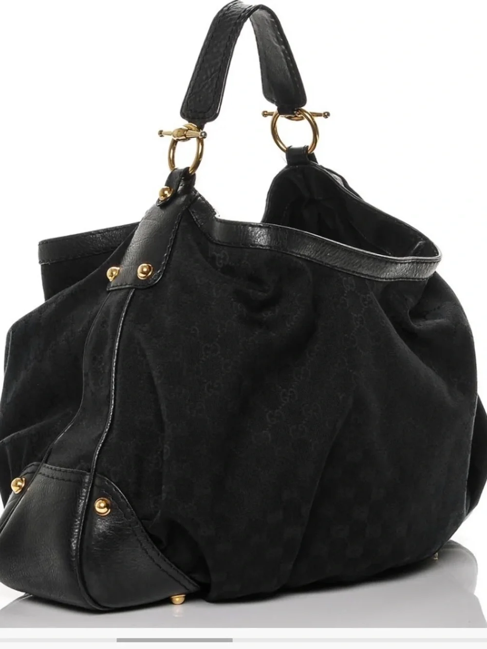 Gucci Monogram Large Jockey Hobo Black